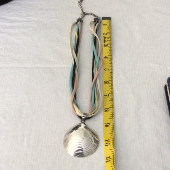 Multicolor rope Sliver Shell Pendant Necklace and Earring Set - Picture 2 of 7